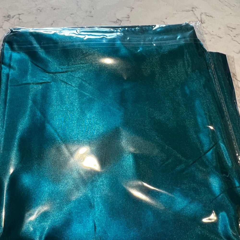 35” satin scarf Shimmering Teal Metallic